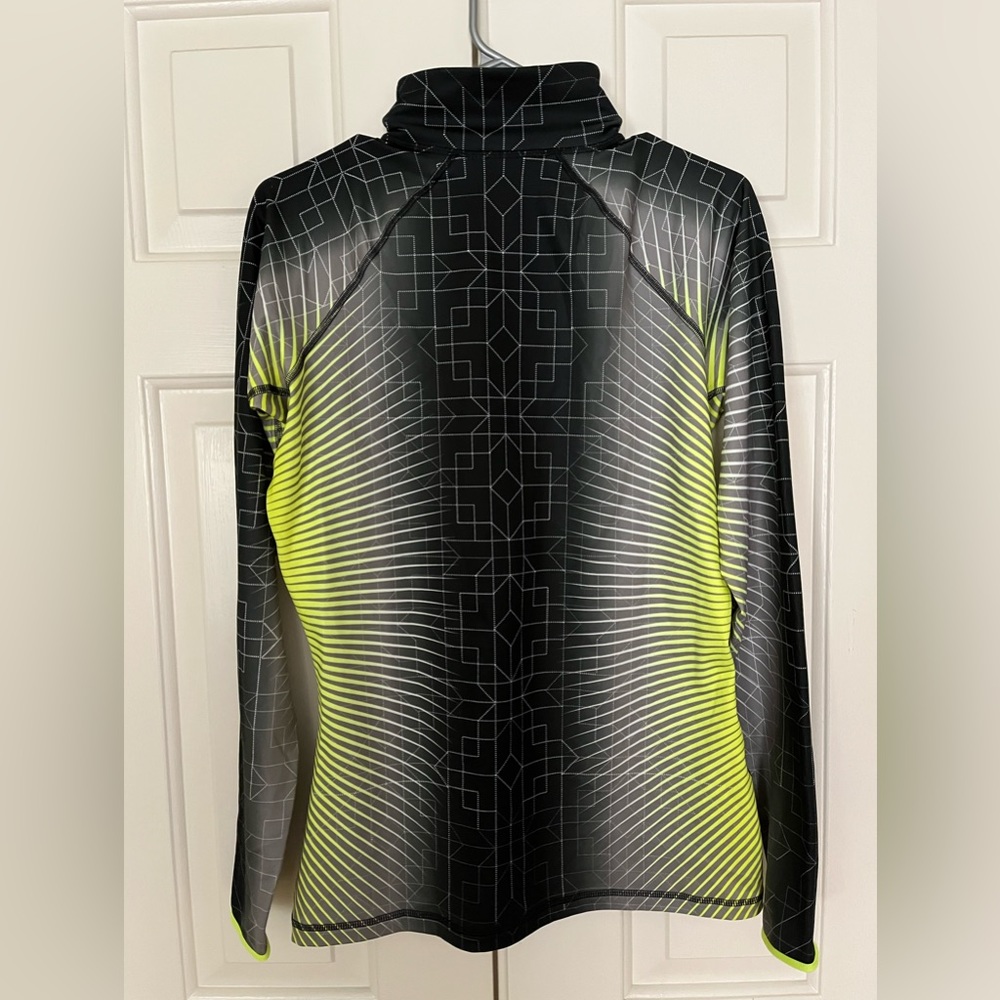 NWT NIKE PRO Hyperwarm Half Zip Pullover Black Neon Yellow White Women’s Size L